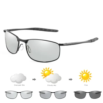 Поляроидные слънчеви очила Мъжки Фотохромичните слънчеви очила Метална дограма за Дамски Поляризирани Сенки Очила Реколта Мода Спортно Шофиране за мъже