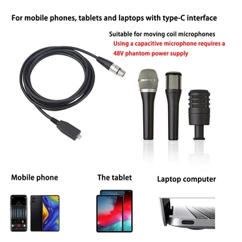 Микрофон Кабел Записывающий Адаптер Кабел Type-C към XLR USB-C Music Audio Тел Леки Преносими Музикални Елементи
