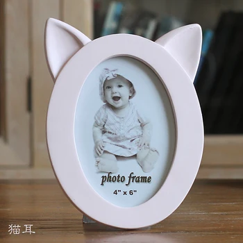 6 инча детска рамка за снимка сладък карикатура заек ухото на котката ухото рога декорация на дома Бял Розов син