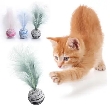 1pc Живи Cat Toy Star Ball Plus Feather EVA Материал Light Foam Топка Throwing Toy Смешни Plush Toy Dropshipping
