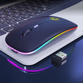 Безжична Мишка с Bluetooth-съвместима RGB Акумулаторна Безжична Мишка на Компютър с Led Подсветка Ергономична Детска Мишка За Преносим КОМПЮТЪР