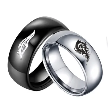 Fashion LOL Game Lover 's Ring Rakan and Xayah Couple Rings Titanium SteelStainless Steel Feather Ring Valentine' s Day Gift Ring