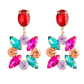 Dvacaman Fashion Multi Color Кристал/Crystal Геометричен Water Сърце Капка Обици за жени Бохемска Jewelry Accessories Party