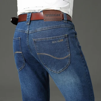 2021 пролет лято класически бизнес марка мъжки ежедневни директни тънки дънки с високо качество участък леки дънки за мъже