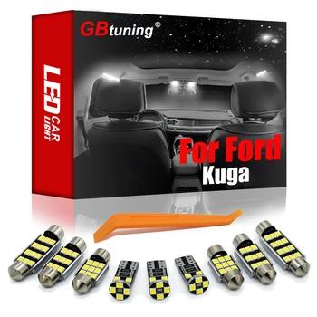 GBtuning Canbus LED 10 бр. За Ford Kuga 2008 2009 2010 2011 2012 Автомобилен Dome Вътрешен Лампа Интериор Светлина Четене на Аксесоари Комплект