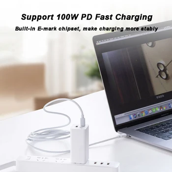 100W 5A E-MARK USB-C PD Fasrt Кабел за Macbook Air и iPad Pro SAMSUNG S21 Ultra Note 20 OnePlus 8T Type-C to USB Кабел C