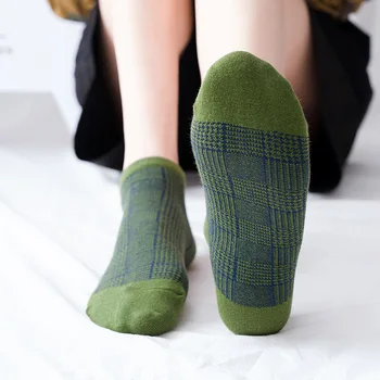 Модни дамски чорапи Нови Чорапи за глезените Момичета Памук каре Новост Дамска мода Пролет Къси Чорапи Дама глезена невидими чорапи