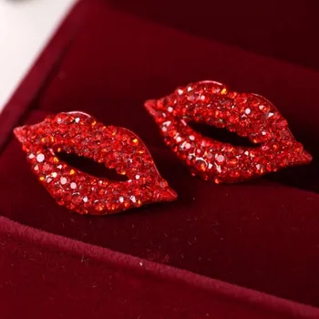 2020 Нови Сексуални Огнено Червени Устни Дизайн Обици Розово Сватбен Висулка бижутата и Романтични Подаръци за Рожден Ден