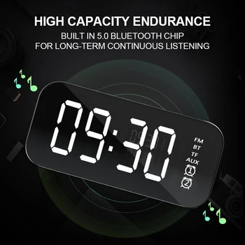 Bluetooth-съвместим Безжичен Високоговорител HiFi най-Добрата Подкрепа на Бас FM TF Карта Дора Водоустойчив Огледало alarm clock Говорител