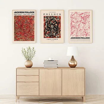 Чидон Джаксън Полък Абстрактна Живопис Кошмарен Плакат Платно На Световно Известни Произведения На Изкуството, С Монтиран На Стената Фигура Nordic Modern Home Decor