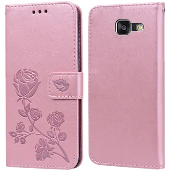 Луксозен кожен Флип Калъф За Samsung Galaxy J4 Основната Plus Prime J415 J400F Rose Flower Портфейла Stand Case Калъф за телефон Чанта