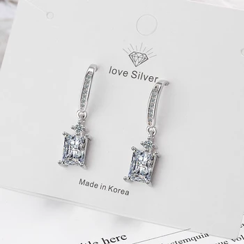 Луксозни Създадени Муассанит Бяло Злато 925 Сребърни Обици за Жени Сквал Кристъл Обеци, Модни Корейски Бижута на Едро