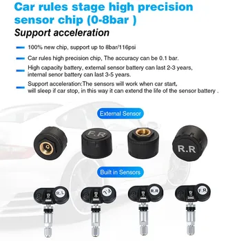 Автомобилна Система на Налягането В гумите TPMS 12V LCD Цветен Зарядно Устройство С OBD Auto Security Alarm Вътрешен Сензор ACC USB Tire Externa