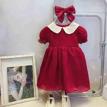 Момичета Лятна Рокля Червено Церемониалния Облечи Момичето Дантелено Сватбена Рокля за Момичета от Елегантни Вечерни Рокли, Рокли Vestidos Детски Дрехи