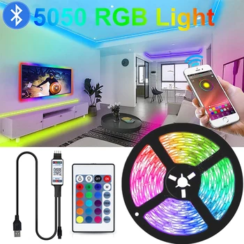 2/4/5 М Bluetooth USB Led Strip Light RGB 5050 SMD Led Лампа За TikTok Wall Party Room Bar TV Осветление С ПРИЛОЖЕНИЕ/Дистанционно Управление