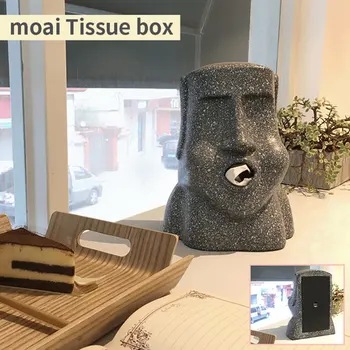 Moai Napkin Box Иновативен Великденския Остров Moai Design Paper Tissue Fun Box A1