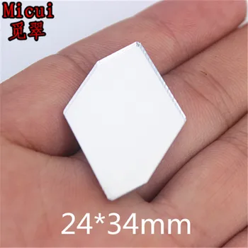 Micui 10PCS 24*34mm polyg Clear Mirror Кристал Flatback Hot fix Applique Acrylic Crystal Stone Non Sew for Decoration MC3000G