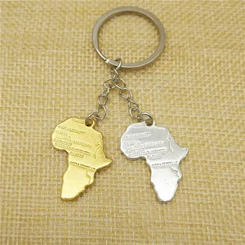 LPHZQH Мода Африка Ключодържател Дамска Чанта Кола Ключодържател Африканска Карта Метален Медальон Бижута Steampunk Златист Цвят