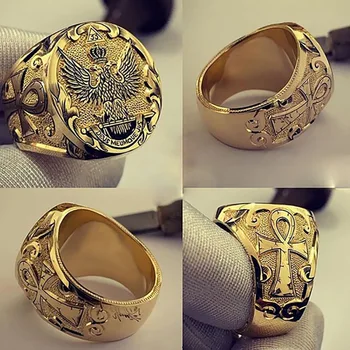 Модни Луксозни Бижута Самоличността на Ретро Сплав Орел Мъжки Хип-Хоп Стил Пръстен Годежни Пръстени за мъже Бижута Готически пръстен за мъже