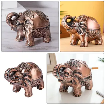 1pc Elephant Handicraft Ashtray Деликатна цигари в пепелника с капак за дома