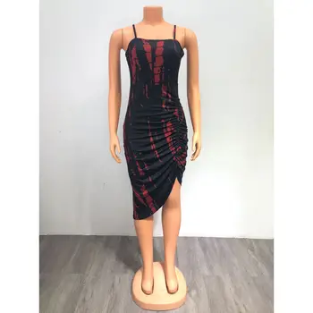 Bodycon Dress Print Dresses Women Zaraing-Style Spaghetti Strap Irregularity Mini Dress Off Shoulder Draped Sheath Clothing 2021