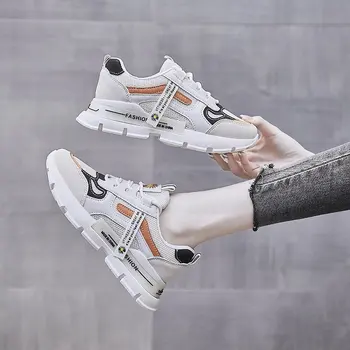 Спортни обувки, Дамски маратонки 2021 Лятна Ежедневни обувки на Окото дишащи Обувки на платформа за Увеличена универсална дамски обувки