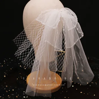 Нов Мъниста Лук Завесата коса бижута Сватба Сватбена Прическа на момичето жени аксесоари за коса