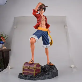 Ново Аниме One Piece Monkey D Luffy With Treasure GK Statue 1/4 Scale Painted Large Size PVC Action Figure Model Toys Brinquedos
