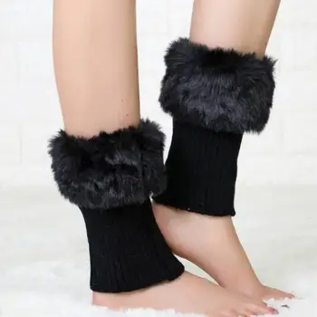 Открит ветрозащитный и топла зима кратък кожа калъф за обувки Топли чорапи на една кука топли чорапи на ръкавите на дамски плетени вълнени гамаши