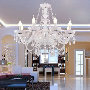 Бял цвят модерна кристален полилей k9 lustres de cristal home decoration лампа за дневна трапезария