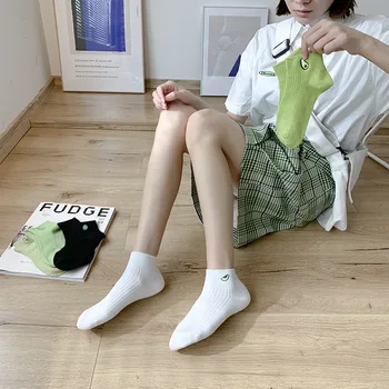 Дамски обикновена чорапи с бродерия Авокадо Ежедневни памучни Къси Чорапи Joker за дамите Елегантен стил Колеж Breate College Style Socks