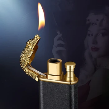 Бутан Двоен Пламък На Запалка Метална Факел Турбо Директен Инжекцион Открит Пламък Преобразуване На По-Леки Цигари, Аксесоари За Мъжки Подарък