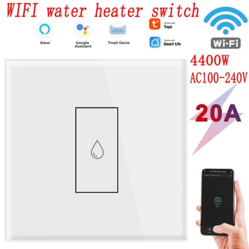 Sasha 20A WIFI water heater switch 100-240V 4400W Intelligent Smart EU Touch Wall Switch Timing Remote Control Работа С Алекса