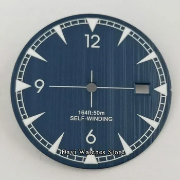 33,5 мм Стерилни Часовник Циферблат в Синьо/Сребристо/Черен Циферблат Светлинна Fit NH35/NH35A Движение Часовници Резервни Части
