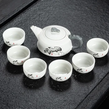 Ръчно Изработени Керамични Кунг-Фу Чай Yixing Кана, Прибори За Пиене Кана Чаша Комплект Керамични Китайски Чайник Puer