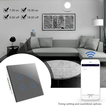 Wifi Smart Touch Remote Switch Control 1/2/3/4 Gang 2 Way AC 100V/220V Wireless Wall Light Switch EU/UK Standard Smart Home