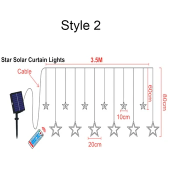 Solar Led Curtain Light Romantic String Light With Remote Outdoor Garland Star Moon Lamp For Bar Home Wedding Party Decor Коледа