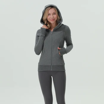 Play Sport Women Jackets Zipper Yoga Coat Quick Dry Thumb Hole Hoody С Качулка Фитнес с дълъг Ръкав Running Workout Залата се Носят