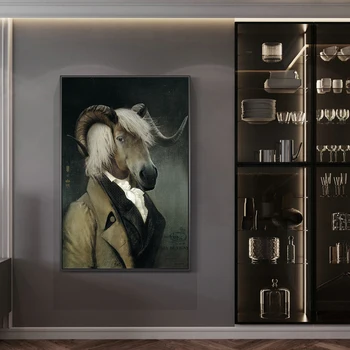 Модерен Абстрактен Джентълмен Главата на Коня Животни Картини на Платно за Хола Изкуството на Украса на Интериора на Хола Домашен интериор