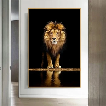Африкански диви животни лъв платно картини и плакати, на черното злато животни стенни артистични щампи, декорация на всекидневна и спалня