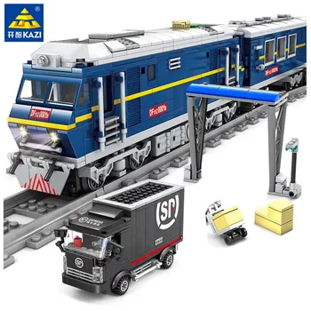 1192pcs City Cargo Sets Train Track Model Building Blocks Conductor Driver Figures Плосък Trailer Bricks Kit на Образователни Детски Играчки