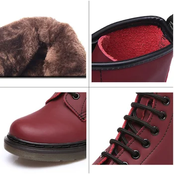 Ботуши Дамски зимни обувки 2020 Мода Естествена кожа Топла кожа ботильоны Дамски Ежедневни пънк обувки Mujer Дамски ботуши