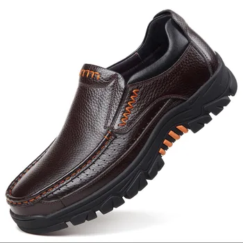 Обувки от естествена кожа, Мъжки мокасини Мека коровья кожени Мъжки Ежедневни обувки 2020 Нов мъжки обувки Черен Кафяв Връщам се-той