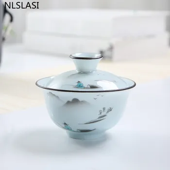 NLSLASI Китайска Керамика Чай Преносим Чайник, Определени Колата е Открит Пътуване посуда за напитки, Домакински порцелан чай и прибори Индивидуални подаръци