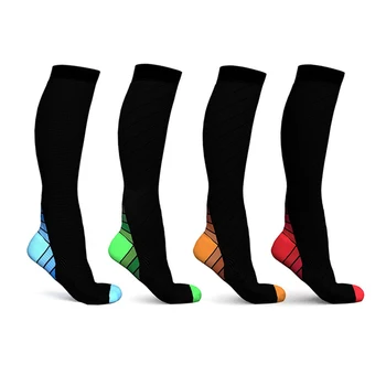 Мъже, Жени Компресия Чорапи Найлон Цветни Петата Дълги Коляното Високи Спортни Fit Чорапи за Спорт Felief на Разширени Вени