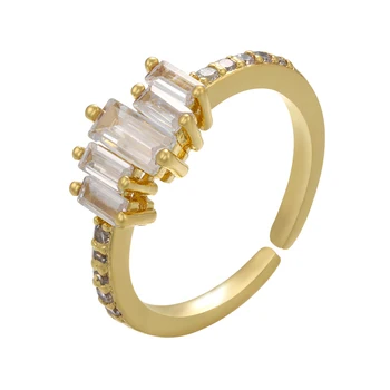ZHUKOU 1 бр. 2021 нов златен/сребърен цвят дамски пръстени с правоъгълна crystal дъга двойка пръстени, мода бижута на едро VJ64