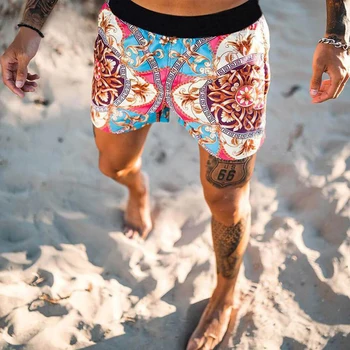 Мъжки Плажни Шорти С принтом Модни Хавайски Удобни Бански Бански Мъжки Ежедневни дишащи бързо съхнещи Юношеските Летни Шорти за Мъже