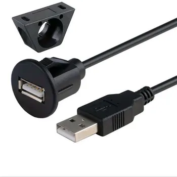 1 м / 2 м монтаж на арматурното табло на автомобила USB 2.0 мъж към жена конектор панел удлинительный кабел един port USB2.0 женски кабел