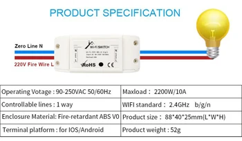 AC90~220 В eWeLink Wifi Switch Module 2200 W/10A Wifi САМ Smart Wireless Remote Switch работи с Алекса Google Home IFTTT
