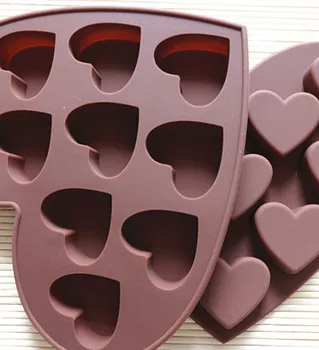 10 Love Heart Shape Силиконови Форми Fondant Cake Мухъл САМ Шоколадова торта Гъба, Сапун Мухъл За украса на Тортата Инструменти Кухненски Форми за печене